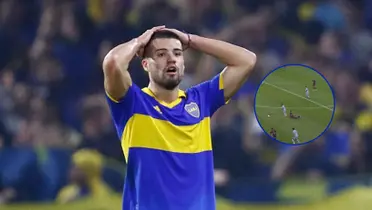 Marcelo Weigandt agarrándose la cabeza en un partido de Boca.