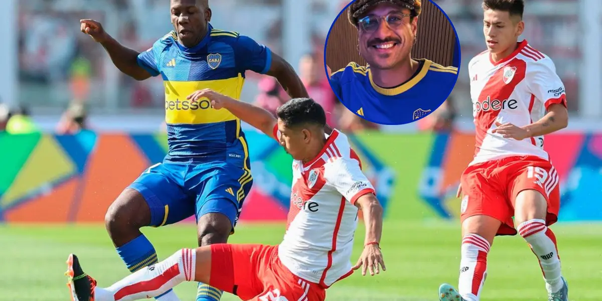 Boca y River disputando el Superclásico y Daniel Osvaldo.