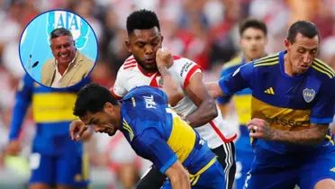 Boca y River en pleno Superclásico, junto a Claudio Tapia.