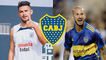 Darío Benedetto con la camiseta de Boca y a su lado, Carlos Zambrano.