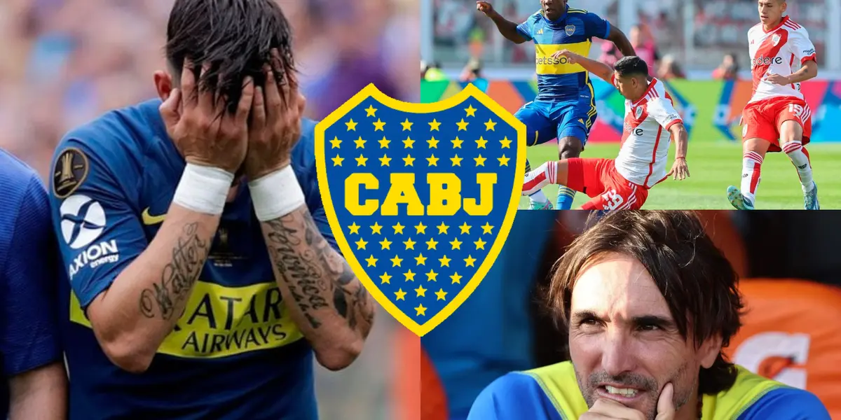 Diego Martínez en el banco mientras Boca y River disputan el clásico.