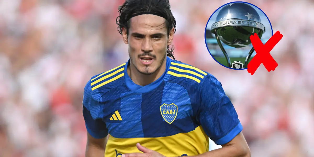 Edinson Cavani en acción con Boca durante el Superclásico.