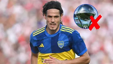 Edinson Cavani en acción con Boca durante el Superclásico.