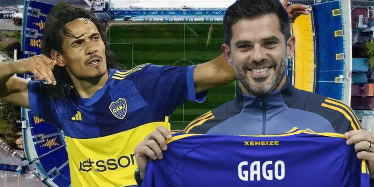 Edinson Cavani y Fernando Gago (Foto tomada de: Tres/LM/Los Angeles)