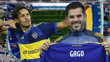 Edinson Cavani y Fernando Gago (Foto tomada de: Tres/LM/Los Angeles)