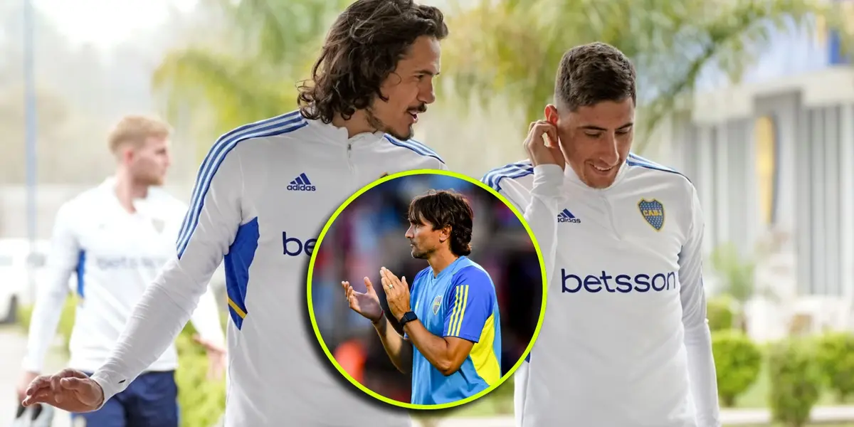 Edinson Cavani y Miguel Merentiel.