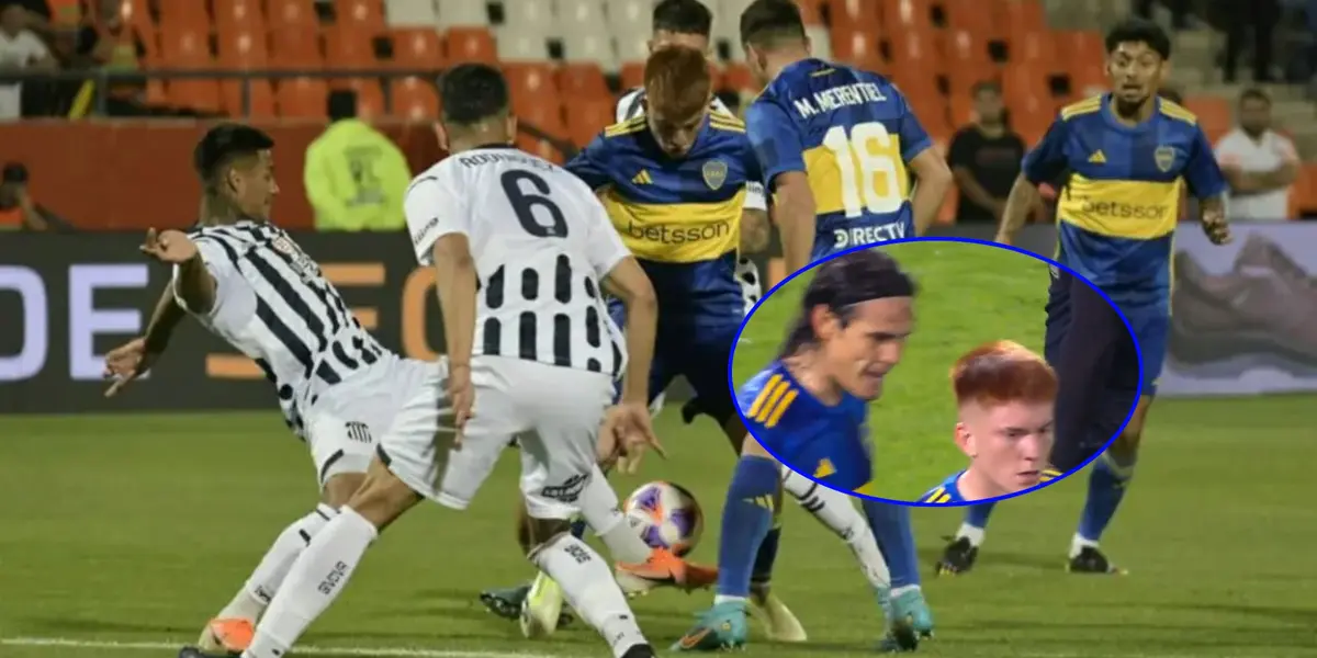 Edinson Cavani y Valentín Barco protagonizaron un picante cruce durante el primer tiempo contra Talleres de Córdoba.