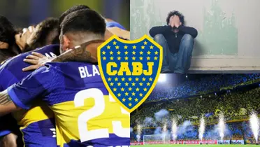 El plantel de Boca festejando un gol junto a La Bombonera repleta.