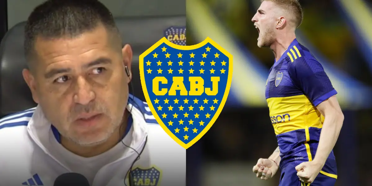 Juan Román Riquelme junto a Nicolás Valentini con la camiseta de Boca.