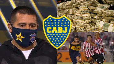 Juan Román Riquelme y a su lado Sebastián Battaglia con Boca durante un choque ante Estudiantes.