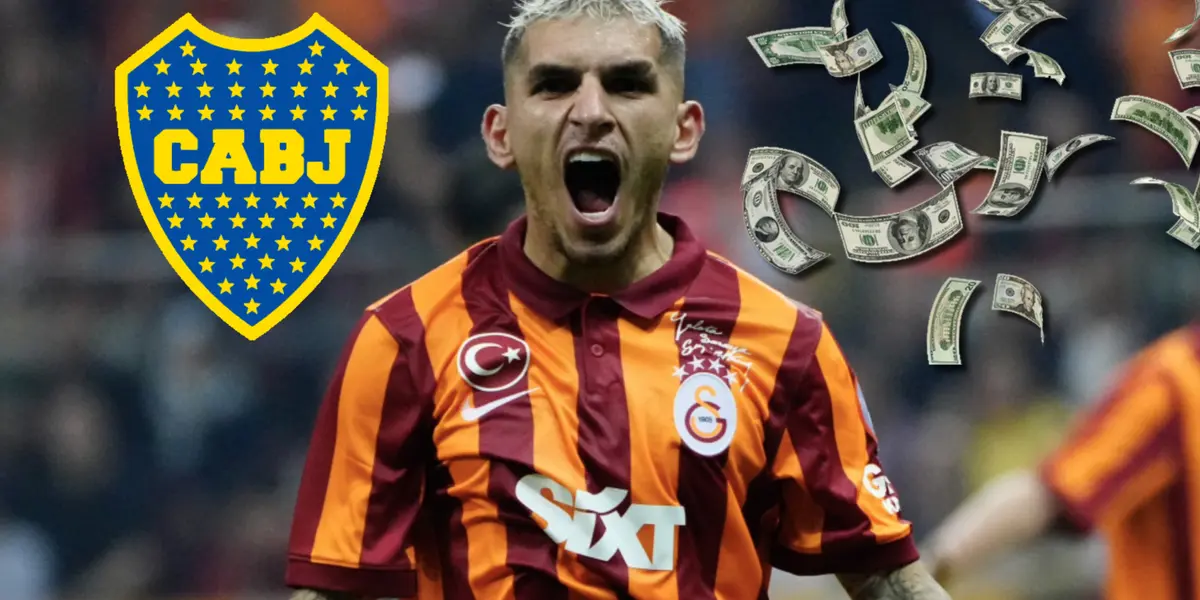 Lucas Torreira con la camiseta del Galatasaray y el escudo de Boca.
