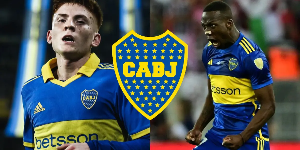 Luis Advíncula festejando su gol en la final de la Copa Libertadores y Valentín Barco.