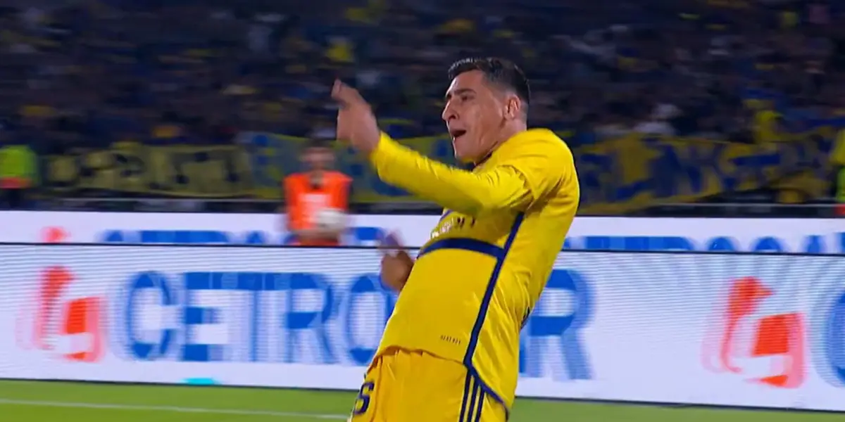 Merentiel festejando su gol contra Estudiantes.