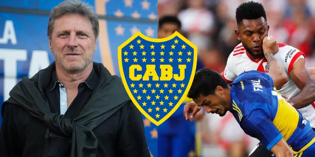Quique Hrabina y Boca disputando el Superclásico.