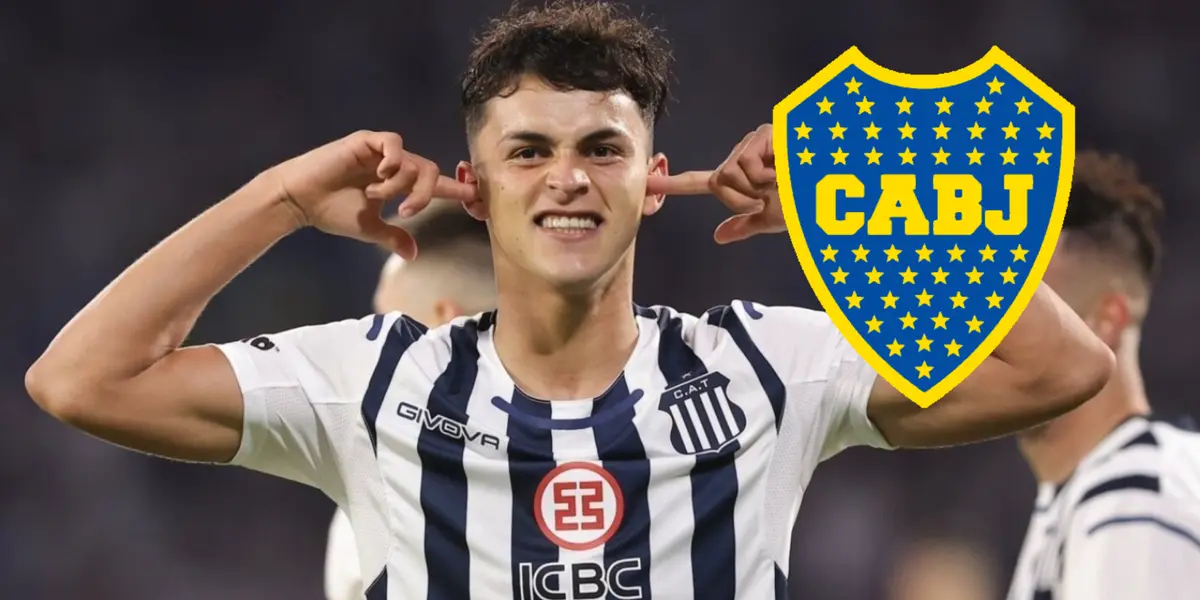 Ramón Sosa con la camiseta de Talleres y el escudo de Boca.