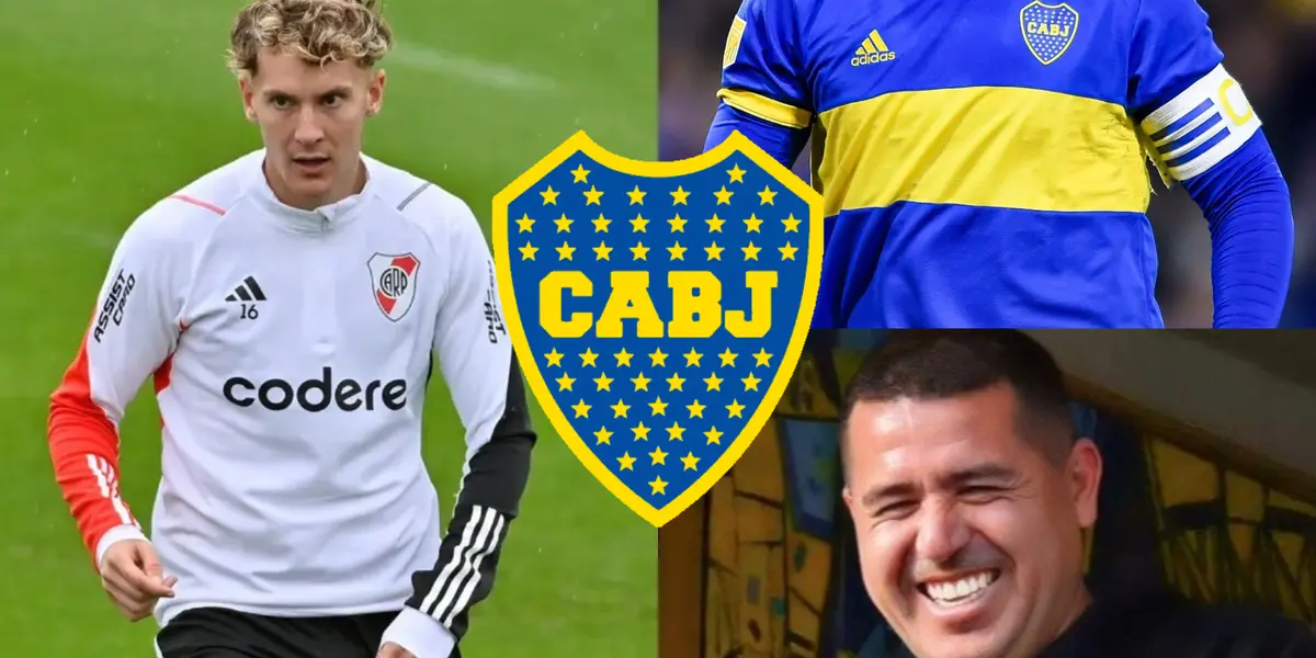 Riquelme riendo y Facundo Colidio en un entrenamiento de River.