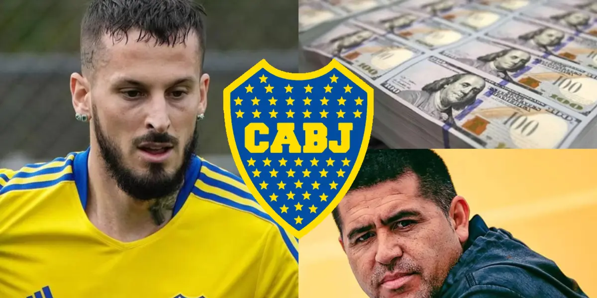 Riquelme y a su lado Benedetto con la camiseta de Boca.