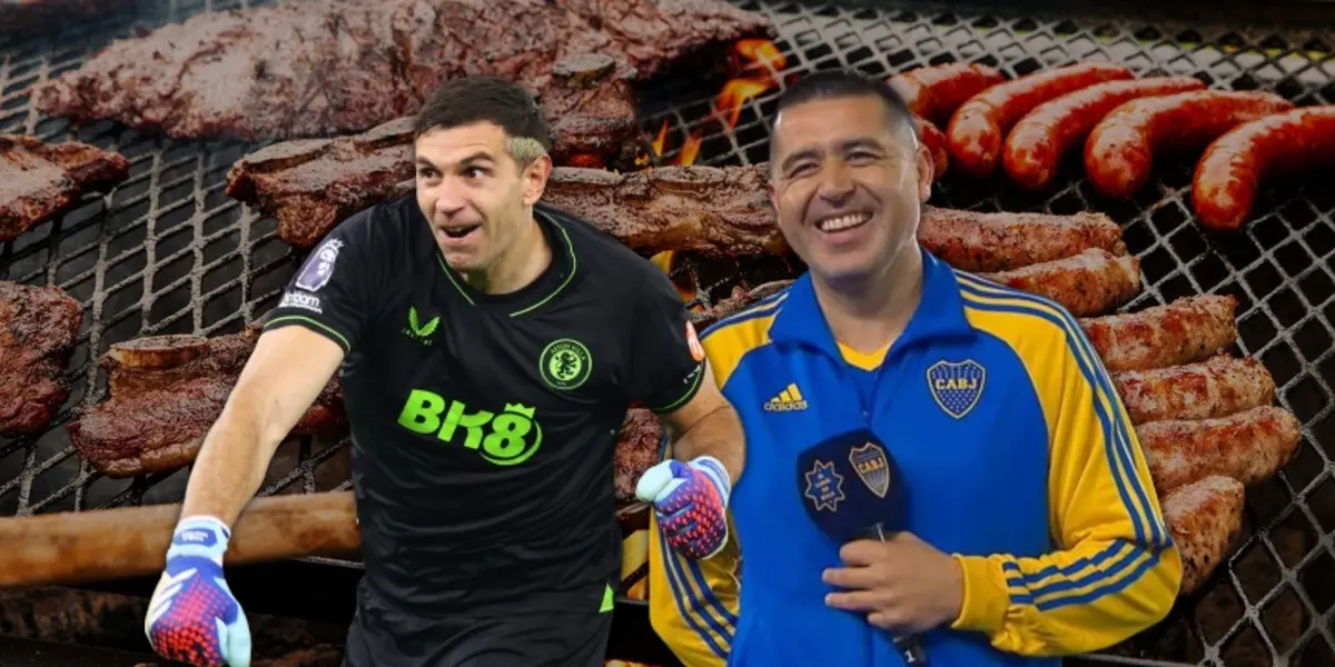Dibu Martínez y Juan Román Riquelme, fanáticos del asado.